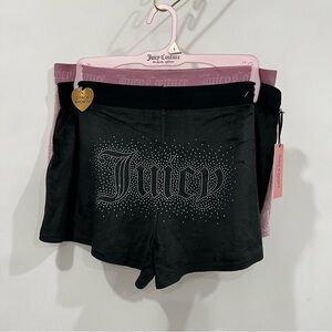 Juicy Couture Large 2 Pack Shorts Velvet Velour Sleepwear Black/Pink